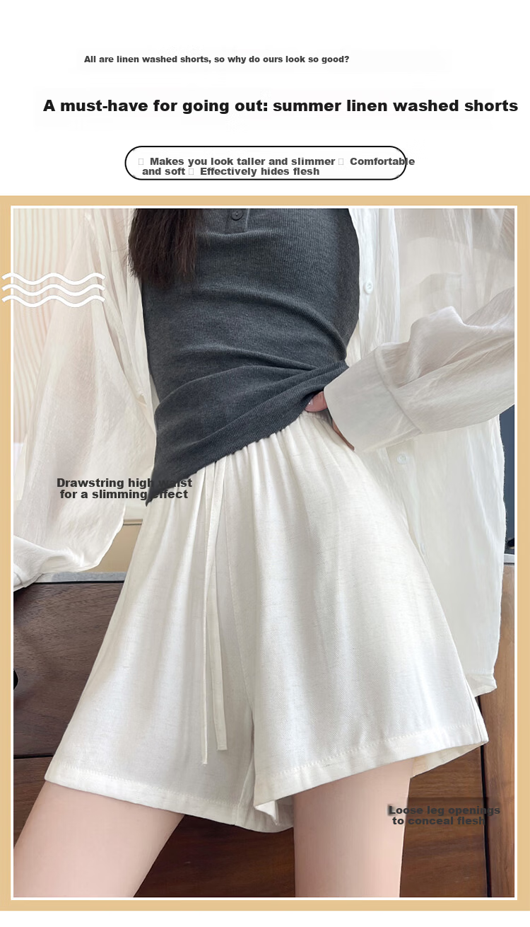 Free Style Tencel Linen Women's Shorts 2026 Summer New Casual Loose Lyocell Wide-Leg A-Line Breathable Cool Five-Point Pants 7