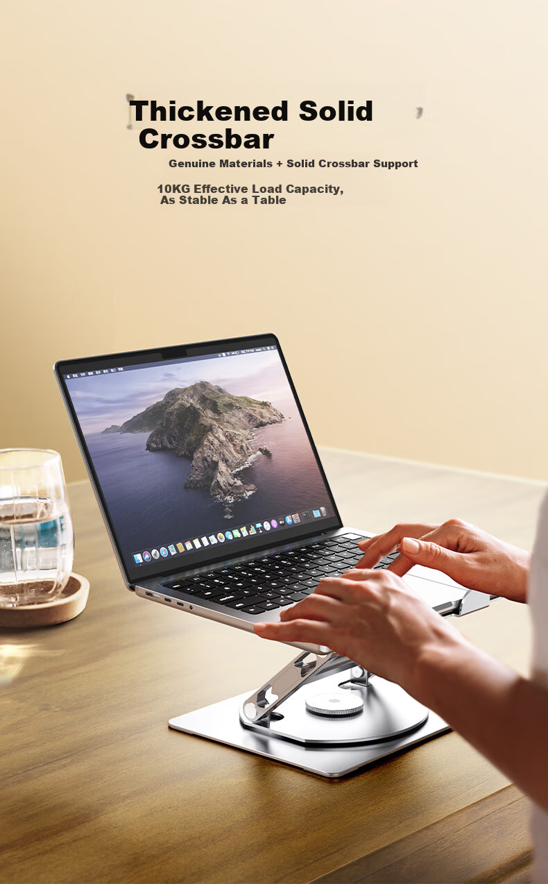 VOKAMO Solid Aluminum Alloy Bar Laptop Stand for Huawei Mate and Apple MacBook Pro/Air, 360-Degree Rotatable Adjustable Height Office Desktop Holder 5