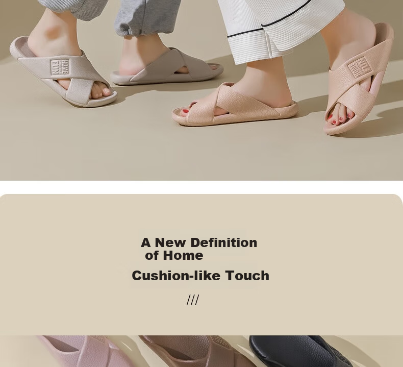 Huameijianbu Cross Mocha Slippers, Couples Bathroom Indoor Outdoor Thick Soft Sole Non-Slip Sandals HM600, Pink, Size 39-40 2