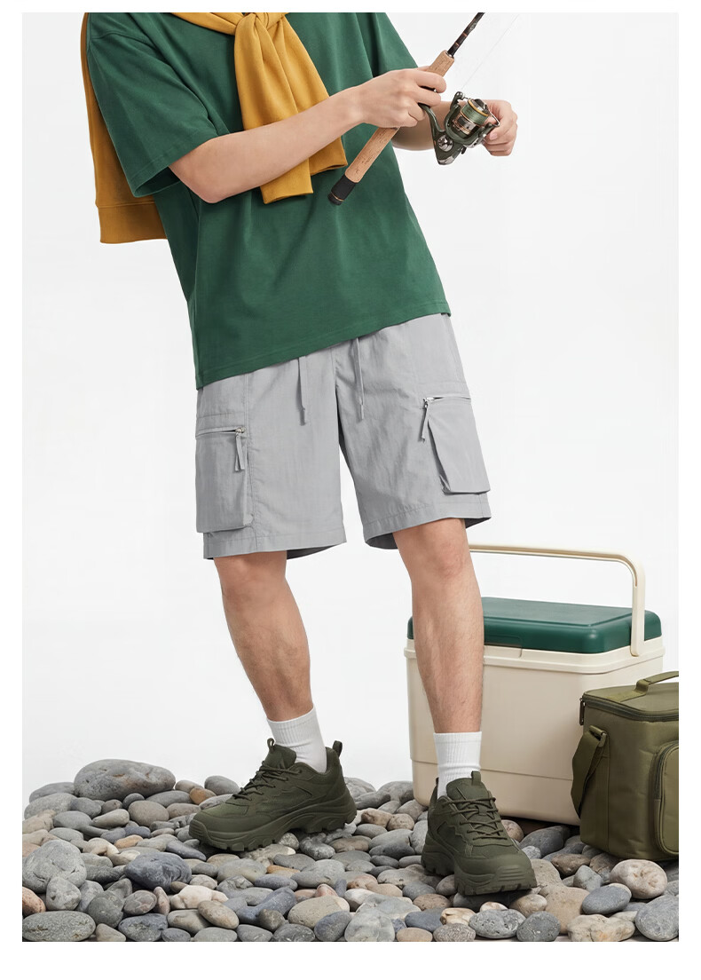 Baleno Men's Summer Shorts Simple Large Pocket Cargo Trendy Casual Loose Breathable Student Knee-Length Pants 22