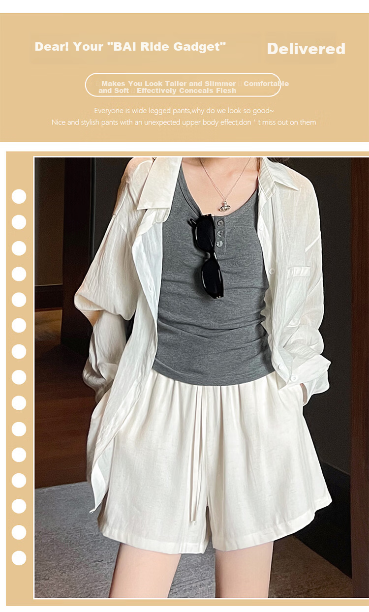 Free Style Tencel Linen Women's Shorts 2026 Summer New Casual Loose Lyocell Wide-Leg A-Line Breathable Cool Five-Point Pants 6