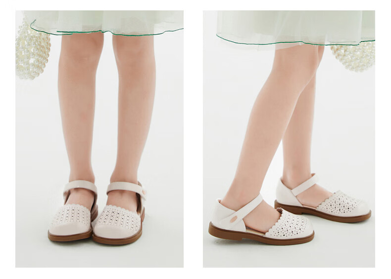 Fulomi Girls' Summer Hollow Breathable Closed-Toe Soft Sole Sandals Off-White Size 30 6