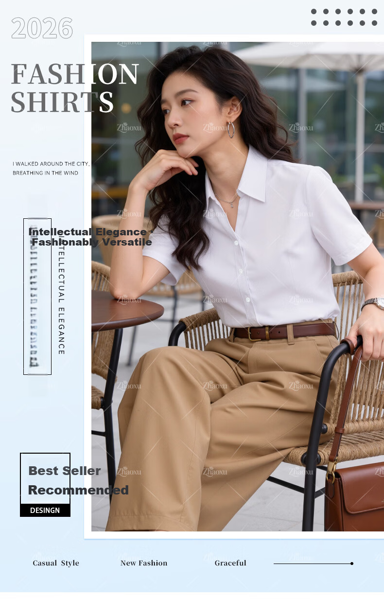 Chaoxu 2026 Women's Formal White Shirt Slim Fit Casual Business Professional Blouse Slimming Base Layer 1
