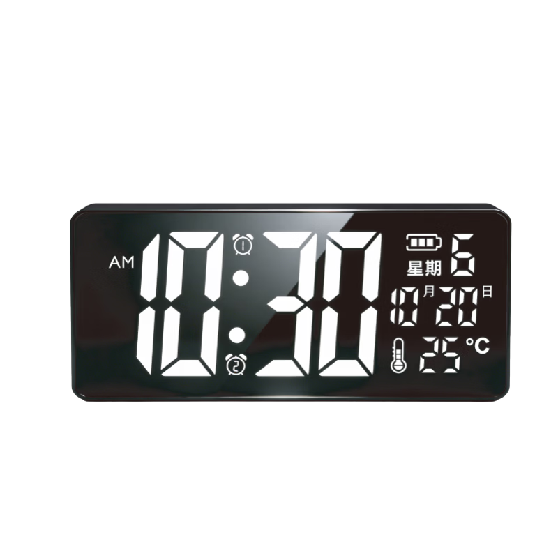 Deli Electronic Alarm Clock Backlight Large Bell Smart Home Student Multifunctional Thermometer Large Screen Bedside Clock LE122A Gift