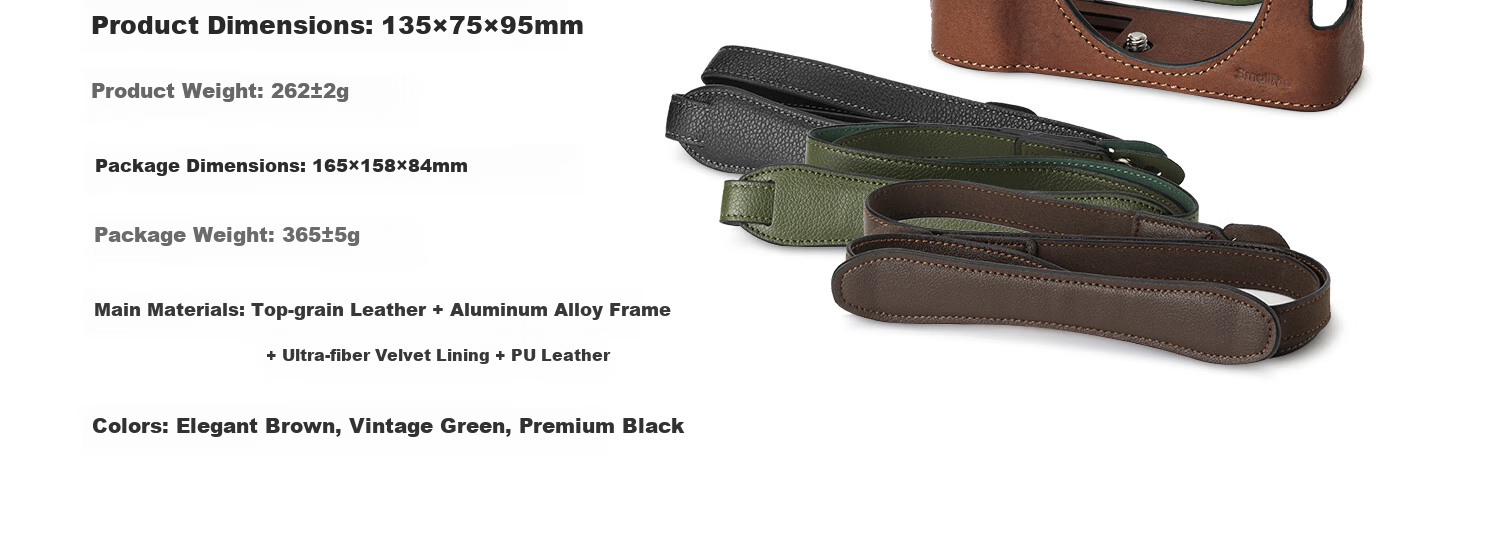 SmallRig 4709 Leather Camera Case for Fuji X-T50 Mirrorless Camera, Vintage Artistic Photography Travel Shooting Base, Half-Cover Leather Shell Strap Protective Cover 26