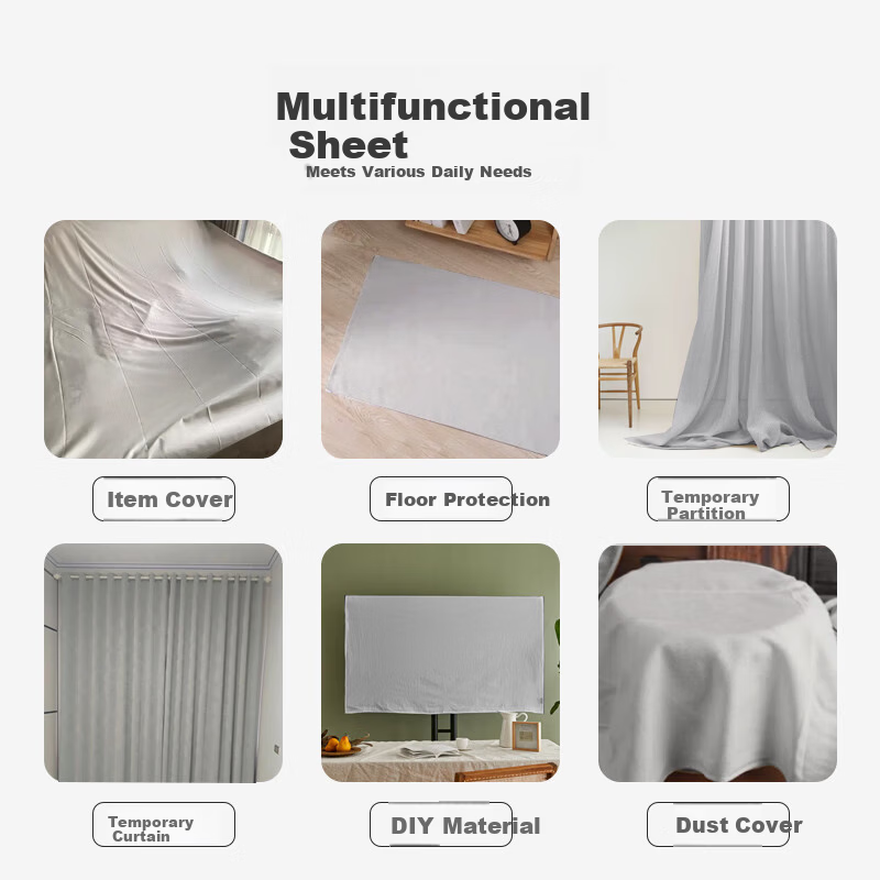 CROWN Bed Sheet Single Piece 1.8x2.3 Meter Single Bed Cover Hotel Bedspread Protective Bed Cover for Students Military Training Dormitory Gray 3