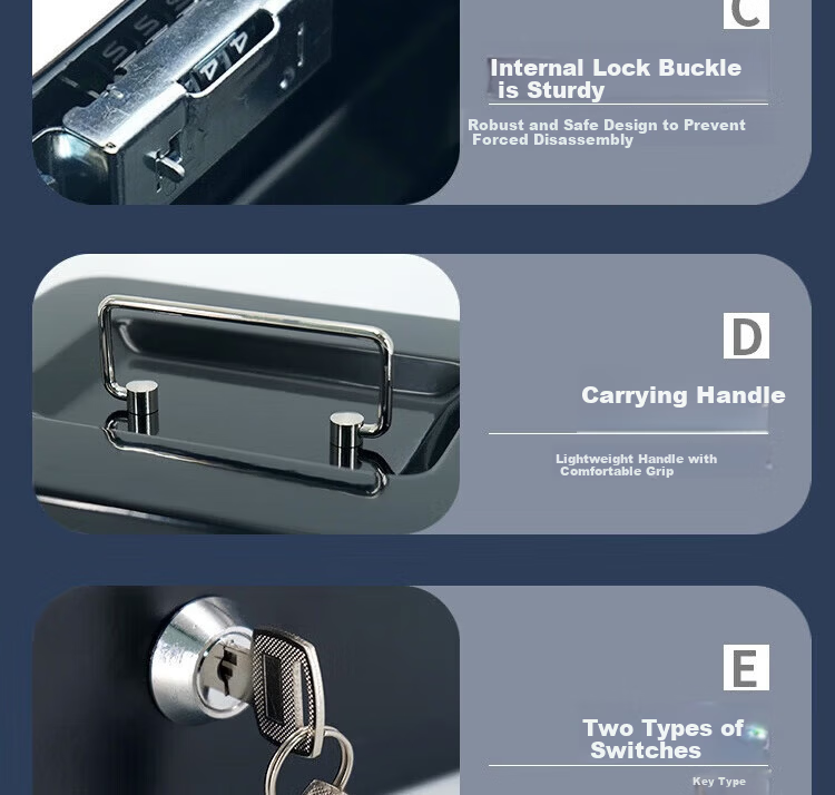 Bingyu BJ211 Portable Lockable Cash Box Safe Toolbox Savings Box 150-Password Black 15*12*8cm 6