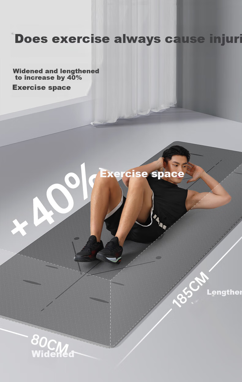 PEAK Professional Yoga Mat for Men And Women, Home Fitness TPE Positioning Line Non-Slip Thickened Widened Beginner Floor Mat 10