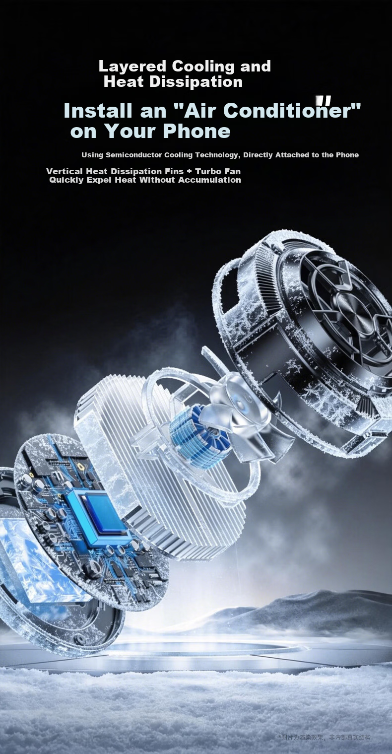 Stek [Top Configuration Live Streaming + Smart Digital Display] Upgraded Two-Speed Variable Frequency Adjustable Mobile Phone Cooler Semiconductor Suitable for Apple Phones Live Streaming Gaming Super 6