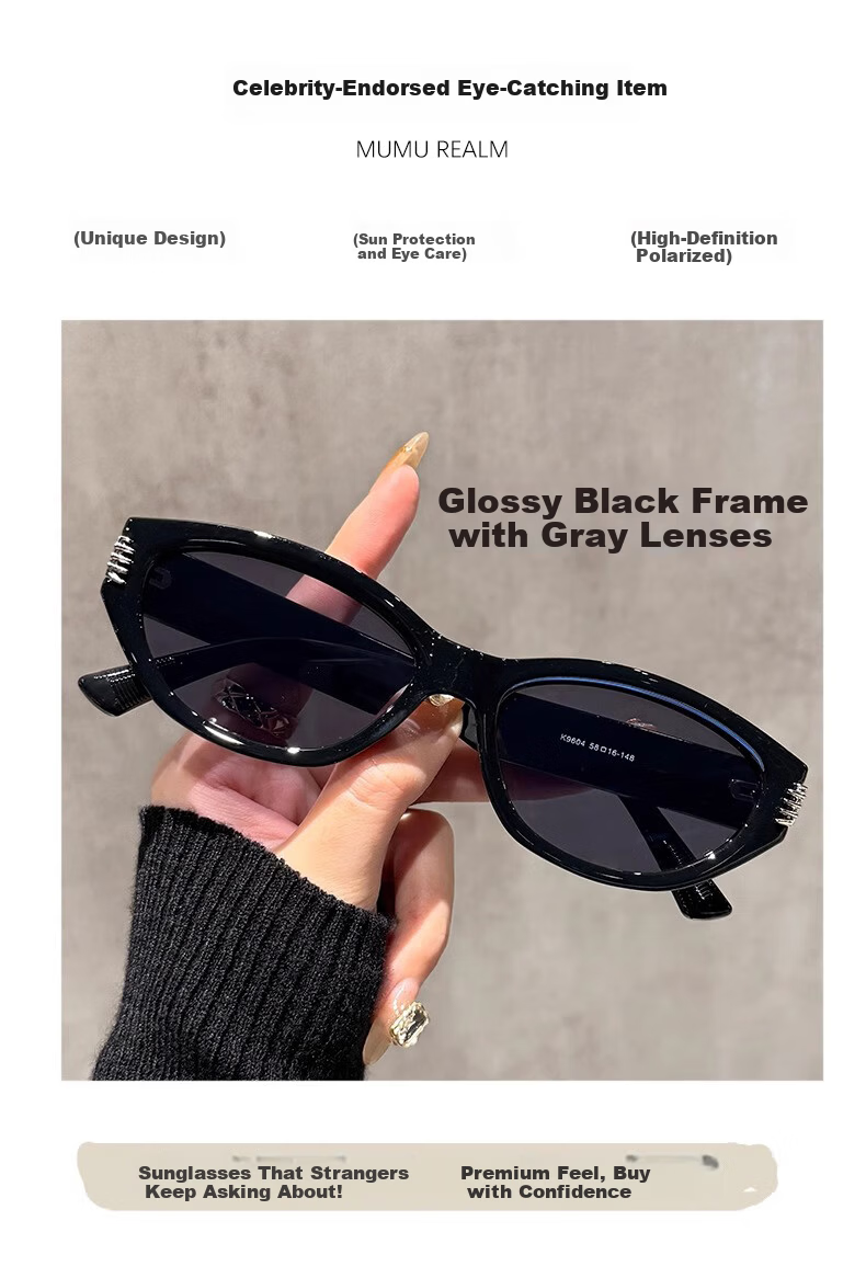 Mumujian Vintage Cat Eye Small Frame Ultra-Light Polarized Sunglasses Women Trendy Black Frame Black Lens Qixi Festival 4