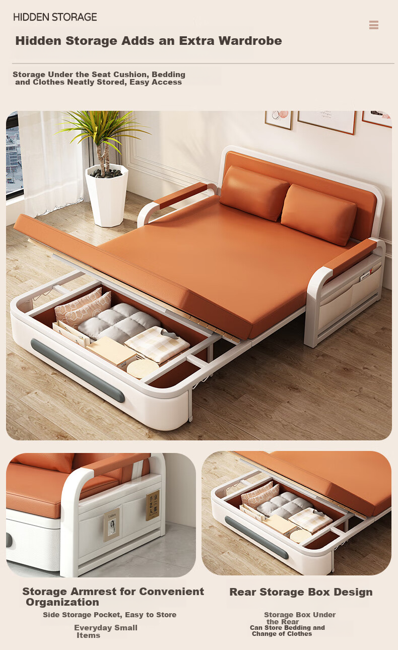 Yamile Foldable Sofa Bed 2-in-1 2025 New Model Pull-Out Foldable Multifunctional Small Apartment Single Sofa Bed 8