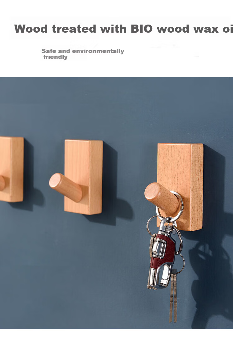 Fan Ye Wood Grain Suction Cup Hooks 5-Pack Removable Strong Load-Bearing Kitchen Bathroom Door Student Dormitory No-Trace Adhesive Hooks 6