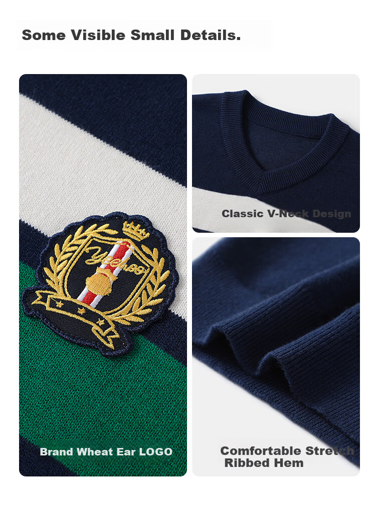 YEEHOO Boys Wool Blend Knit Sweater Children's Pullover School Style Spring Top Blue Green 140cm 8