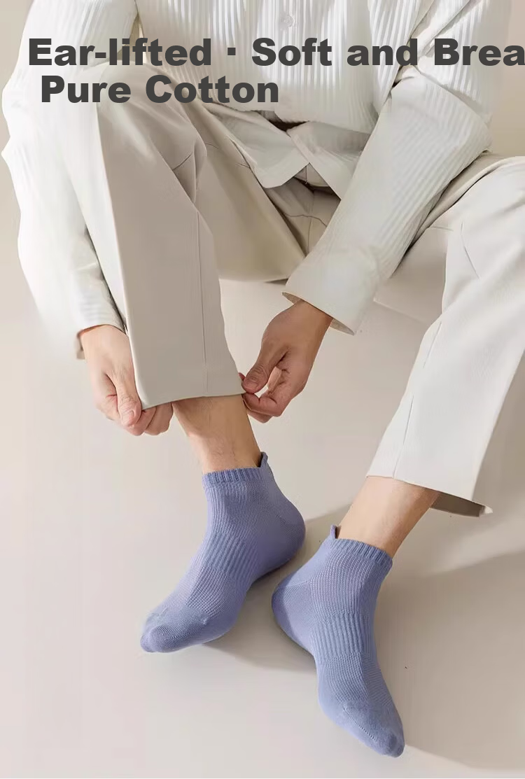 LangSha Spring Summer New Men's Socks Pure Cotton 5A Antibacterial Odor-Resistant Comfortable Mesh Breathable Ankle Socks 1