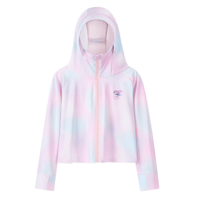 Disney Kids UPF50+ Ice Silk Cooling Tie-Dye Sun Protection Jacket Summer 2026 Girls Breathable Hooded Coat Pink Size 130