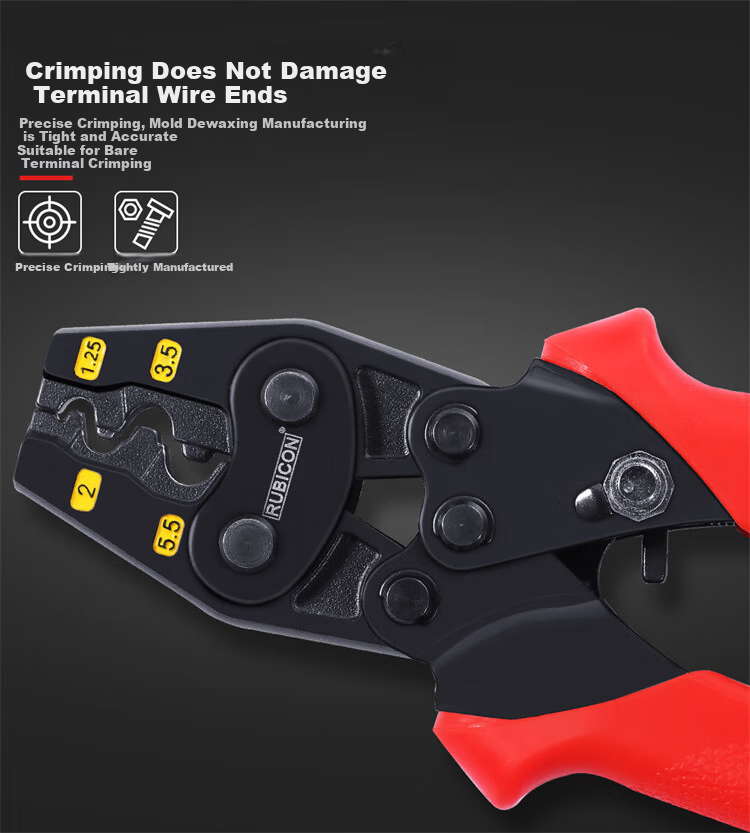 RUBICON YO Bare Terminal Crimping Pliers Electrician Multi-Function Copper Nose Ratchet Network Cable Pliers RLY-1008 4