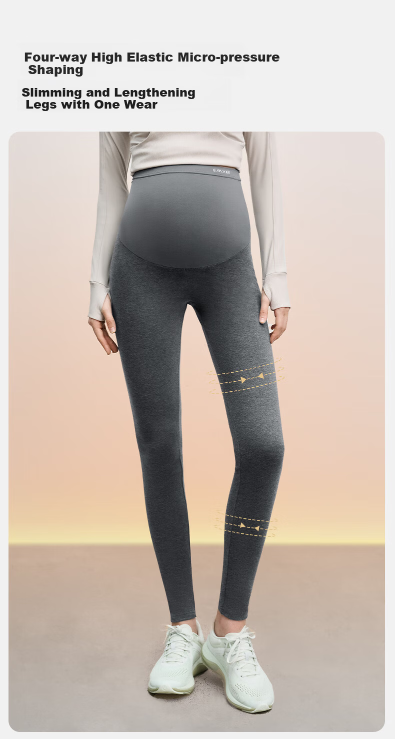 EMXEE Maternity Thick Leggings, Autumn New Style Pregnancy Yoga Pants, Maternity Tummy Support Pants, Butt-Lifting Pants, Maternity Wear, Black 13