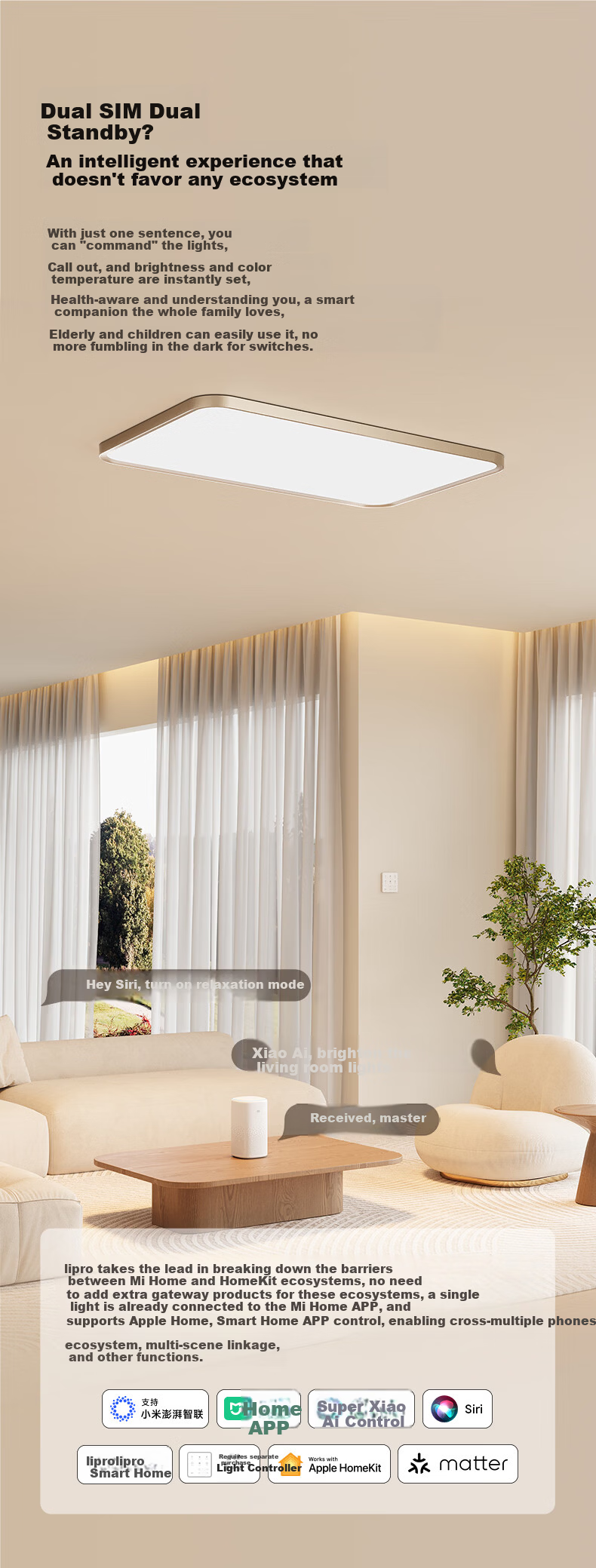 Lipro Eye-Protecting Ceiling Light, Full Spectrum, Whole House Simple Bedroom Lamp, Star Ring Ultra, Bright Moon Silver, 50W 11