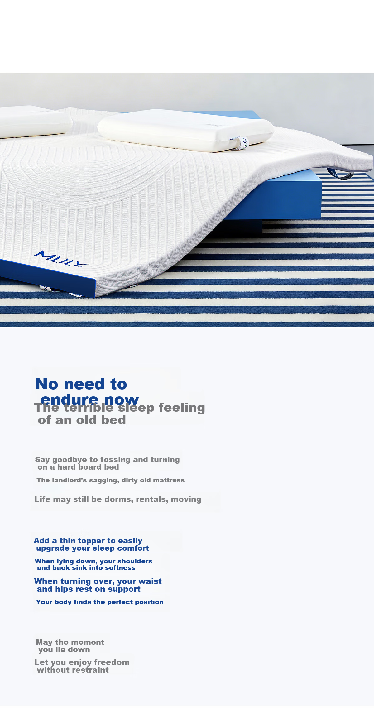 MLILY Fast Charging Air Memory Foam Student Dorm Mattress Thin Tatami Bed Pad 1.5x1.9m for Rental and Home Use 5