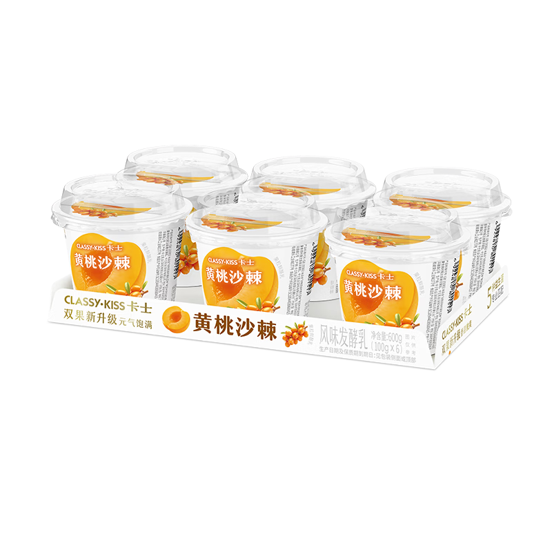 卡士（CLASSY.KISS）黄桃沙棘果粒鲜酪乳100g*6杯 低温酸奶 风味发酵乳