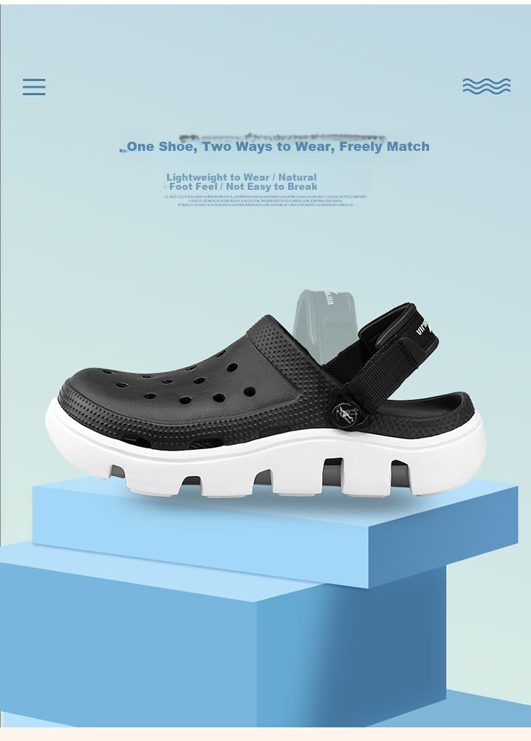 Bull Family Men's Summer Outdoor Clog Sandals with Cushioned Sole, Thick Platform, Closed Toe Beach Slippers for Men 6