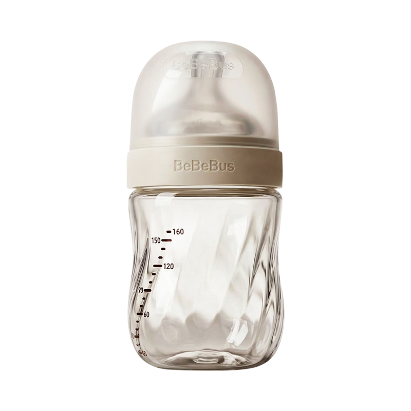 Bebebus Newborn Baby Bottle 1-3 Months Anti-Colic Glass Baby Bottle with Breast-Like Nipple 160ml