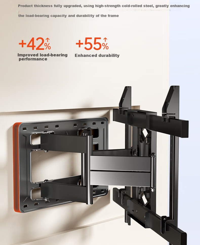 Enlip Ultra-Thin Embedded Split Heavy-Duty Telescopic TV Wall Mount Bracket 75-100 Inch Compatible with Xiaomi Hisense TCL Skyworth 90/100 Inch No Obstruction to Sockets and Speakers 12