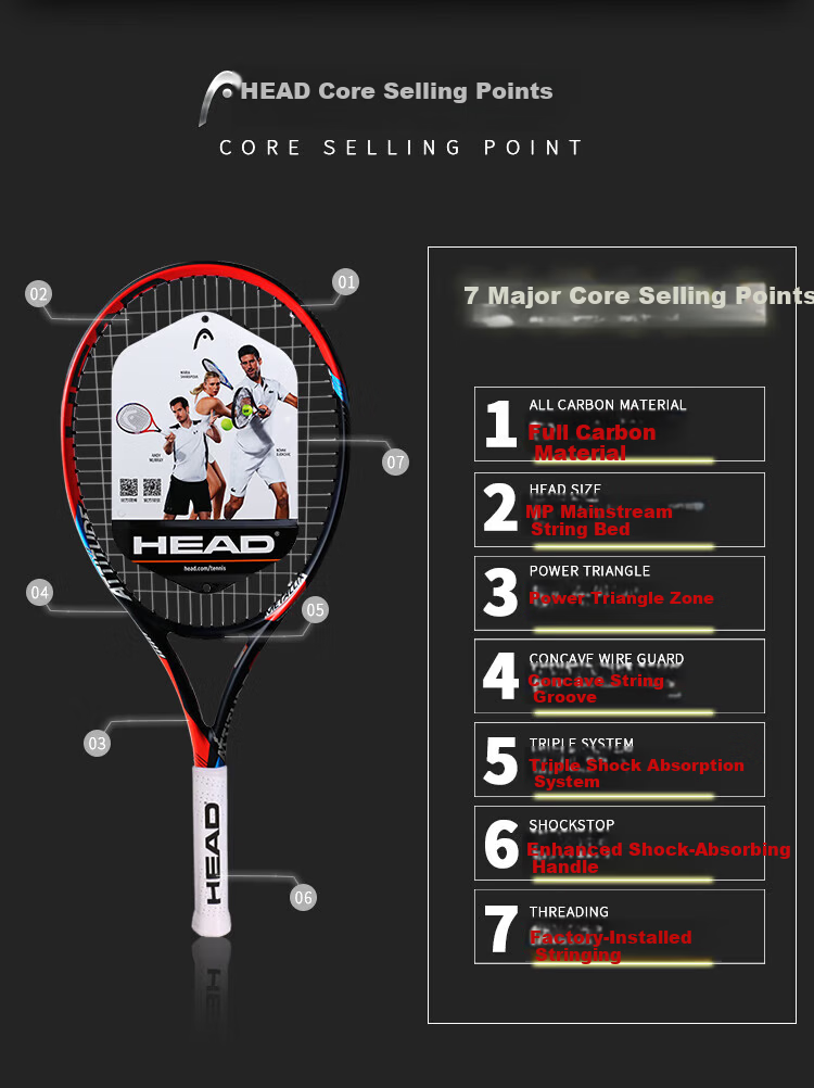 HEAD COMP Full Carbon Advanced Beginner Professional Tennis Racket for Men and Women Students Gray Green with Ball Trainer and Grip Tape 4