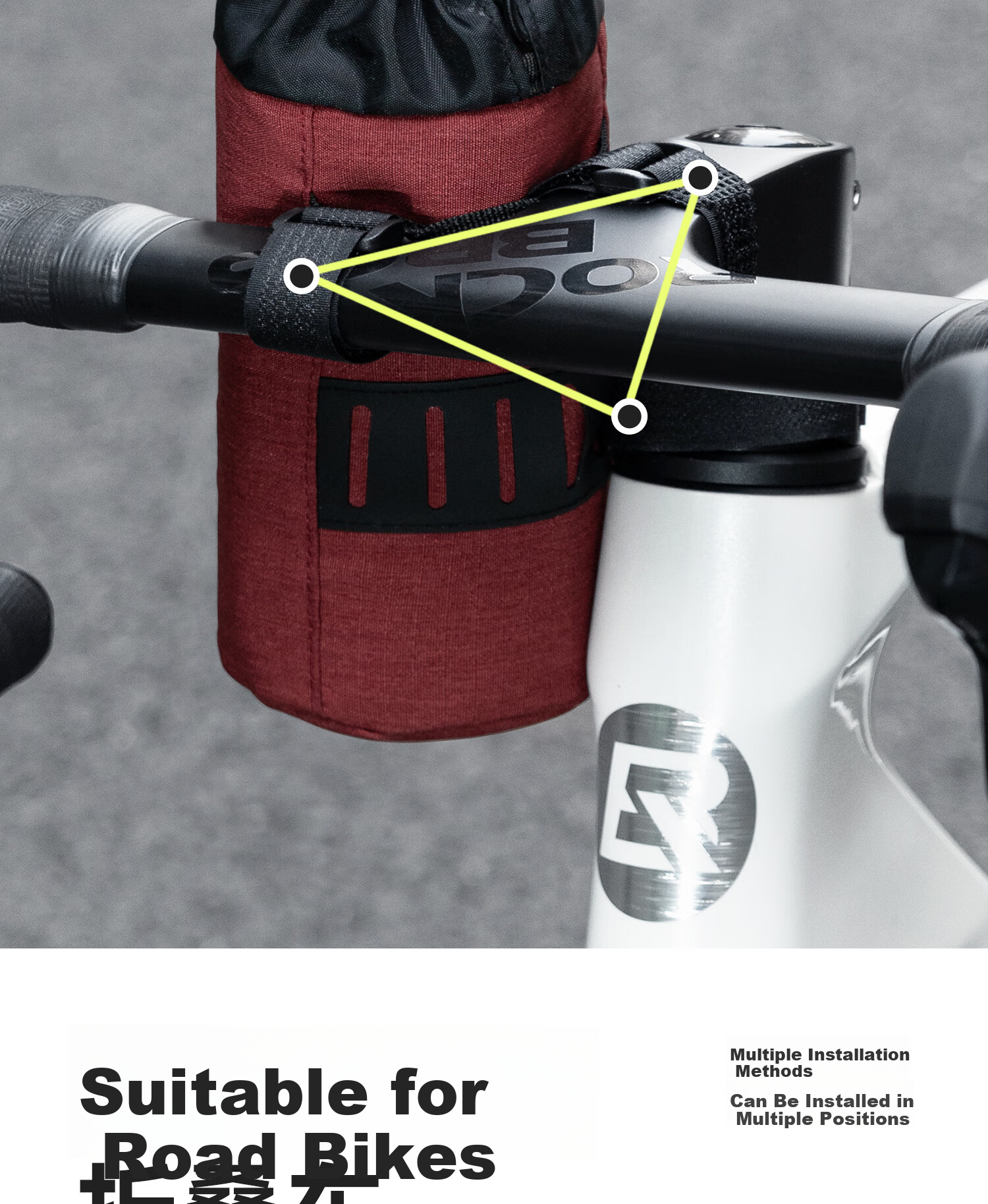 ROCKBROS Bicycle Bottle Bag Road Folding Bike Handlebar Bag Tail Bag Front Top Tube Bag Brick Red 7