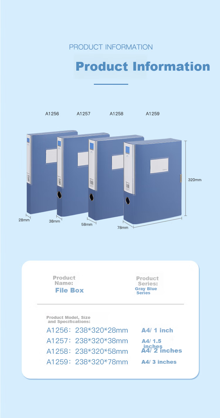 COMIX 35mm Thickened Velcro File Box/Document Box/Data Box A4 Blue 9