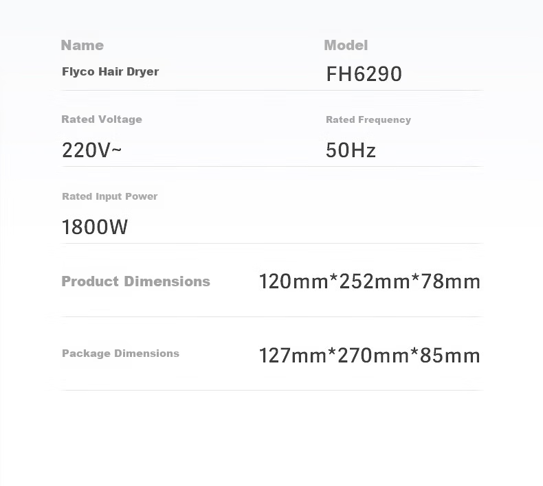 FLYCO Hair Dryer for Home And Salon Use, High Power 2000W, Quick-Drying, Constant Temperature, Portable, Foldable, White FH6232 20