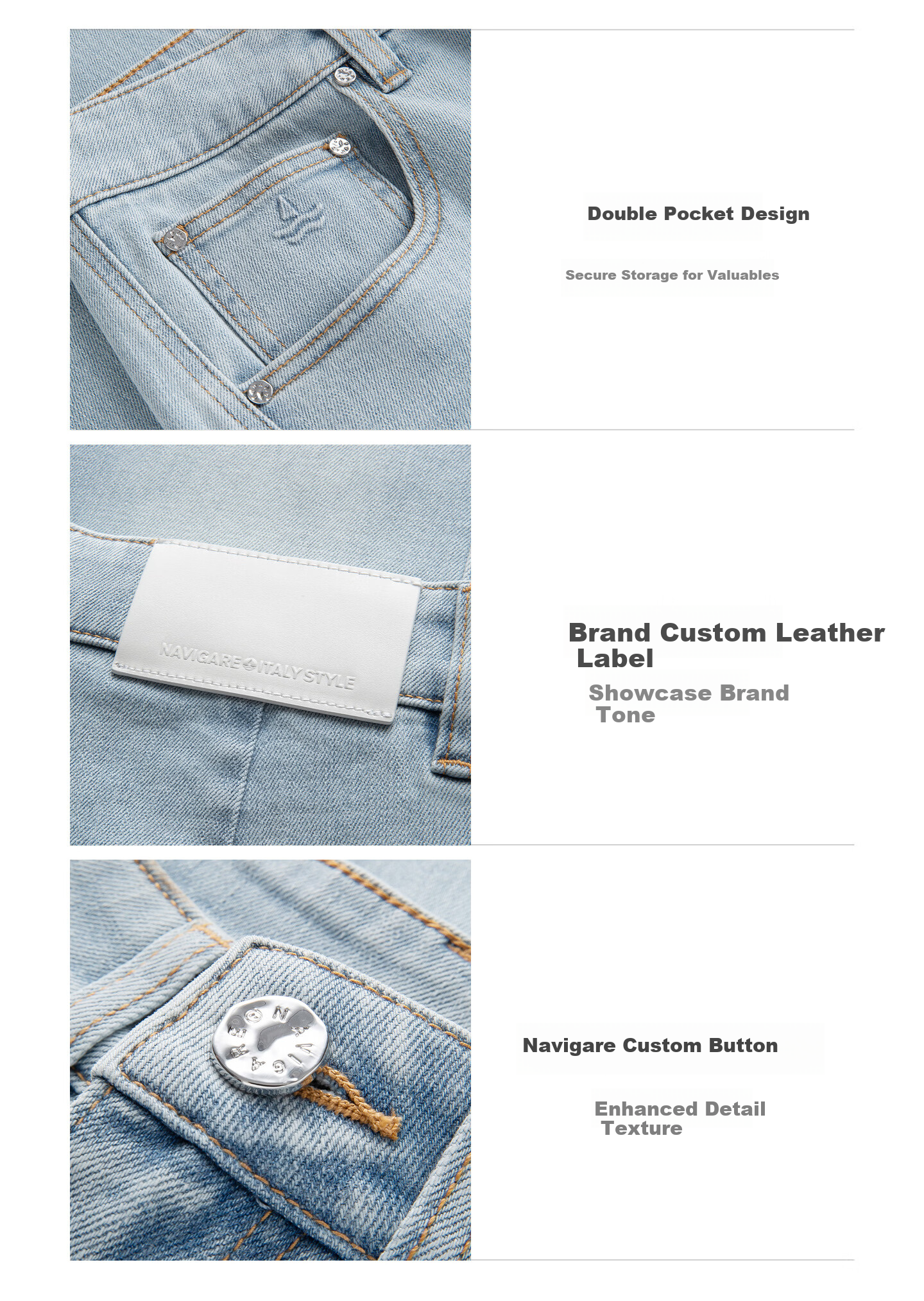 Navigare Italy Small Sailboat 26th Spring Summer New Skin-friendly Wide-leg Denim Workwear Cargo Pants 2312576503 7