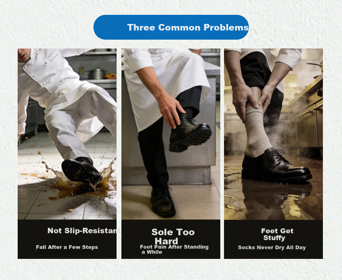 ChuWang Non-Slip Waterproof Oil-Resistant Chef Shoes Kitchen Work Casual Sneakers Men C1 Leather 41 2