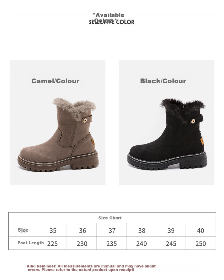 Warrior Official Women's Martin Boots 2025 Winter New Plush Thickened Warm Cotton Shoes Black Size 37 9