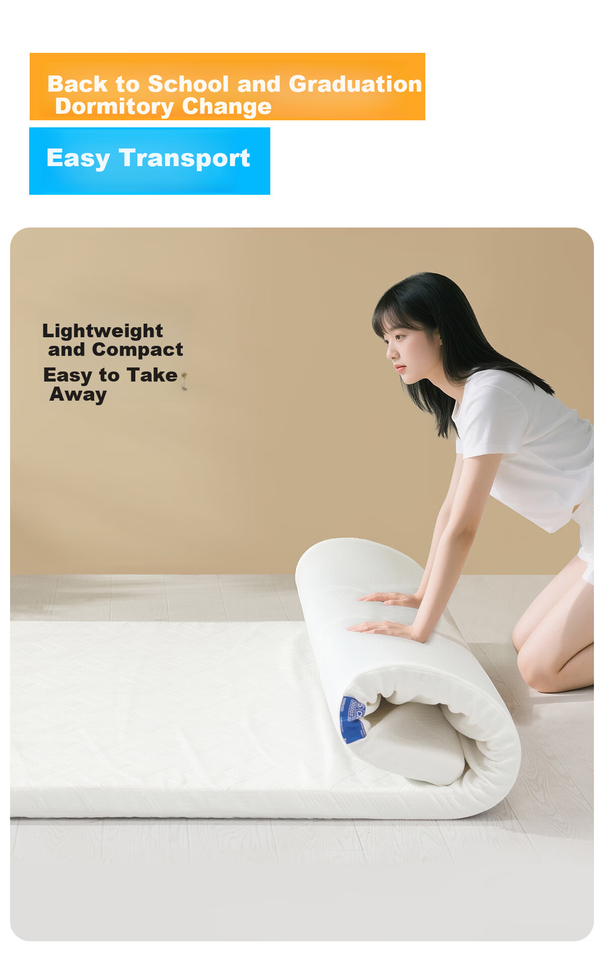 Mercury Children's Mattress Pad Student Dormitory Single A-Class Antibacterial Thickened Foldable Memory Foam Mattress 0.9m×1.9m 5