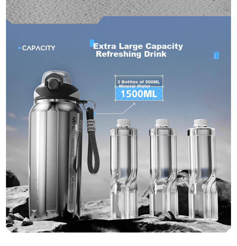NRMEi Insulated Large Capacity 316 Stainless Steel Sports Water Bottle with Straw for Boys Teens 12-18 Years Outdoor 9