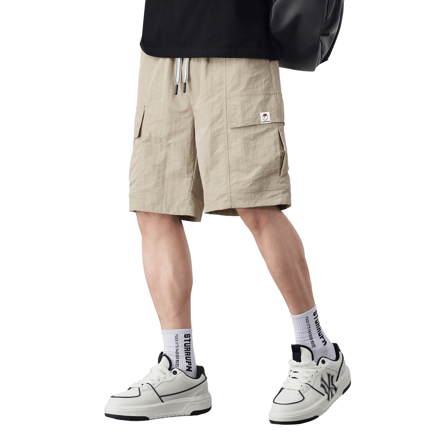 :CHOCOOLATE IT Ice Silk Workwear Five-Point Shorts Men's Summer Thin Quick-Dry Loose Casual Pants Black XL