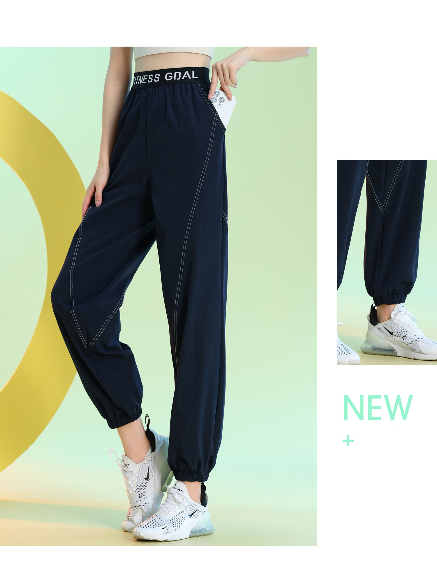 Baisirong 140 Jin Plus Size Women's Quick-Dry Fitness Running Pants Lightweight Yoga Training Straight-Leg Jogger Wide-Leg Trousers 6