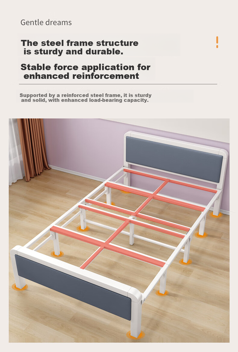 Chibilun Folding Bed Single Bed Home Office Nap Bed Military Bed Hardboard Bed Four-Fold Bed 1.5m Simple Bed 2