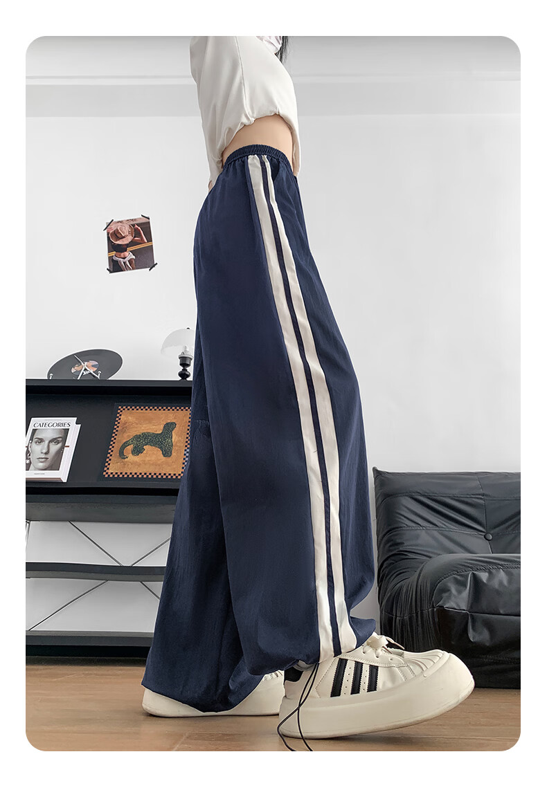 Borui Two-Strap Summer Thin Quick-Dry Sports Pants for Women 2026 New Casual Jogger Cargo Pants Navy Blue 16