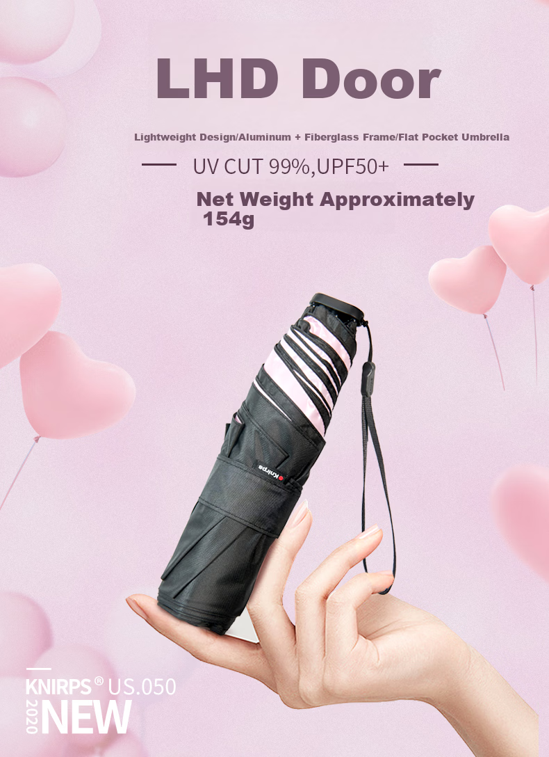 Knirps German Sun Umbrella, UV Protection, Rain And Shine Umbrella, Tri-Fold Sunshade, Ultra-Lightweight Portable, Women's Gift 1