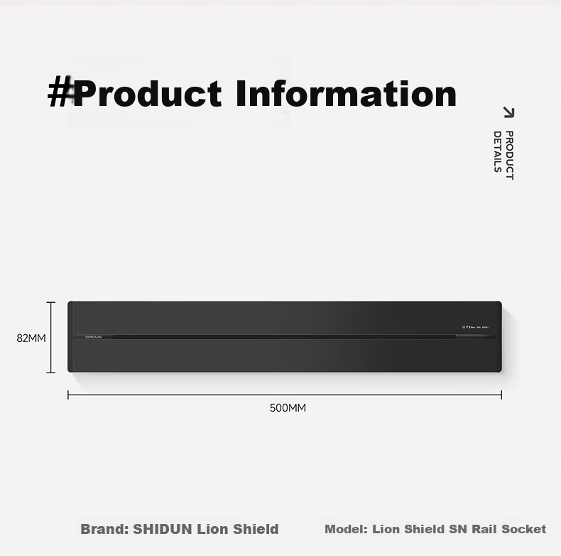 Shidun Surface-Mounted Track Socket, Movable Sideboard Power Slide Rail Track Switch Socket, Ambient Light Model, 50cm + 3 Five-Hole Sockets, Cream White 35