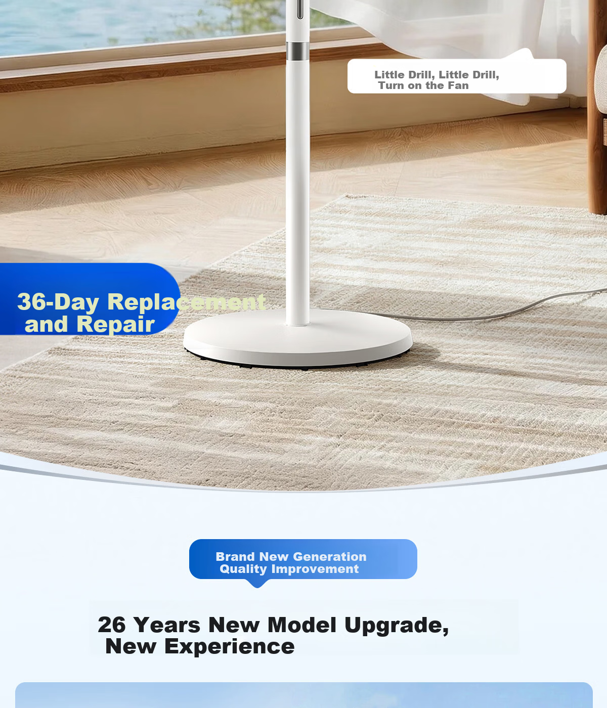 DIAMOND Home Energy-Saving Pedestal Fan [Level 1 Energy Efficiency + DC Inverter + Pure Copper Brushless Motor] Large Airflow Quiet Standing Fan for Living Room XR 2