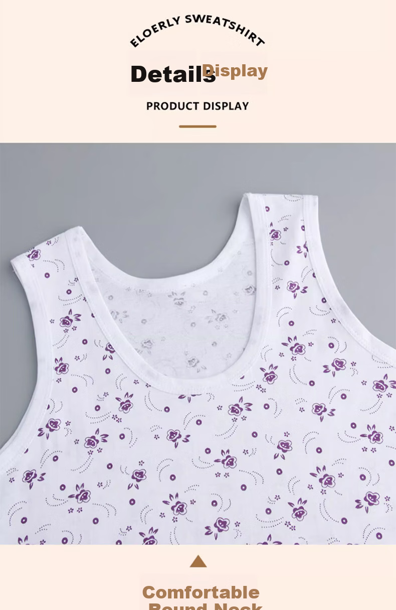 Langsha 2-Pack Cotton Vests for Middle-aged and Elderly Women, Loose Fit Thin Sleeveless Undershirts for Moms, Plus Size Elderly Sweat Shirts 10
