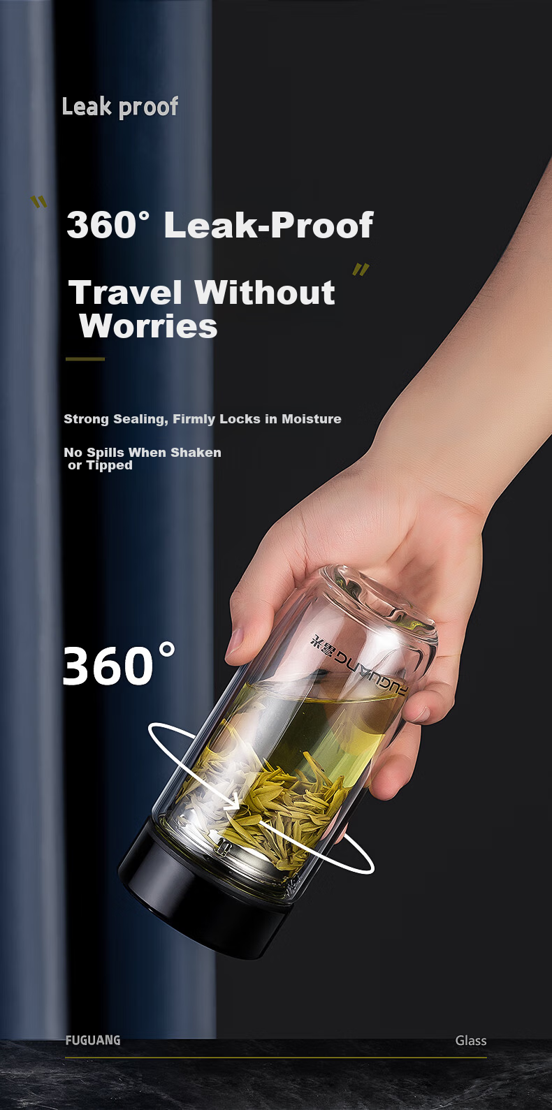 Fuguang Egg-Shaped Glass High Borosilicate Double-Layer Tea Cup with Tea Infuser Car Travel Mug Customizable Group Purchase Men's Cup 6