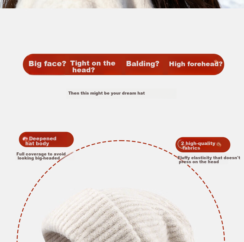 Woodpecker Women's Wool Knit Beanie Autumn Winter Warm Earflap Loose Thickened Wool Blend Hat 7