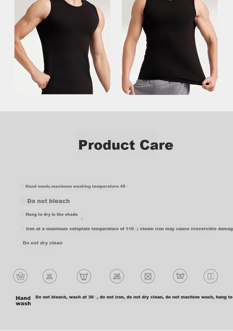 Yiershuang 100% Cotton Wide Shoulder Vest Men's Ribbed Breathable Sports Sleeveless T-Shirt Undershirt 18