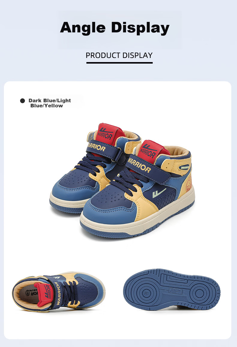 Warrior Children's Mid-Top Sneakers for Spring And Autumn, Boys' School Sports Shoes WZ-0610 Black/White Size 33 12