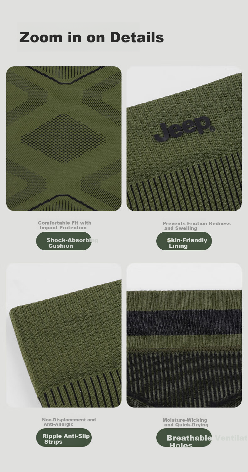 JEEP Knee Pads Sports Unisex Basketball Anti-Collision Running Fitness Breathable Single-Sided Knee Pads Black L 13