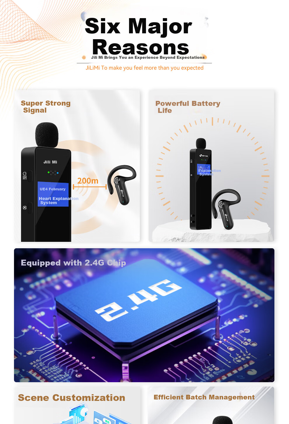 Jlimi Wireless Tour Guide System One-to-Many Headphones for Tour Guides, Scenic Spots, Museums, Conferences, Teaching, Reception, Hosting, Simultaneous Interpretation JLM-N1-50C 2
